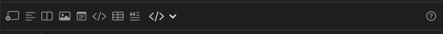 The Marp toolbar: eight insert buttons, the directive menu, and the help button